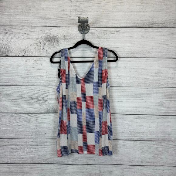 Haptics Plus Size Blue Red White Knit USA Sleeveless Top Size 3X - Picture 6 of 7